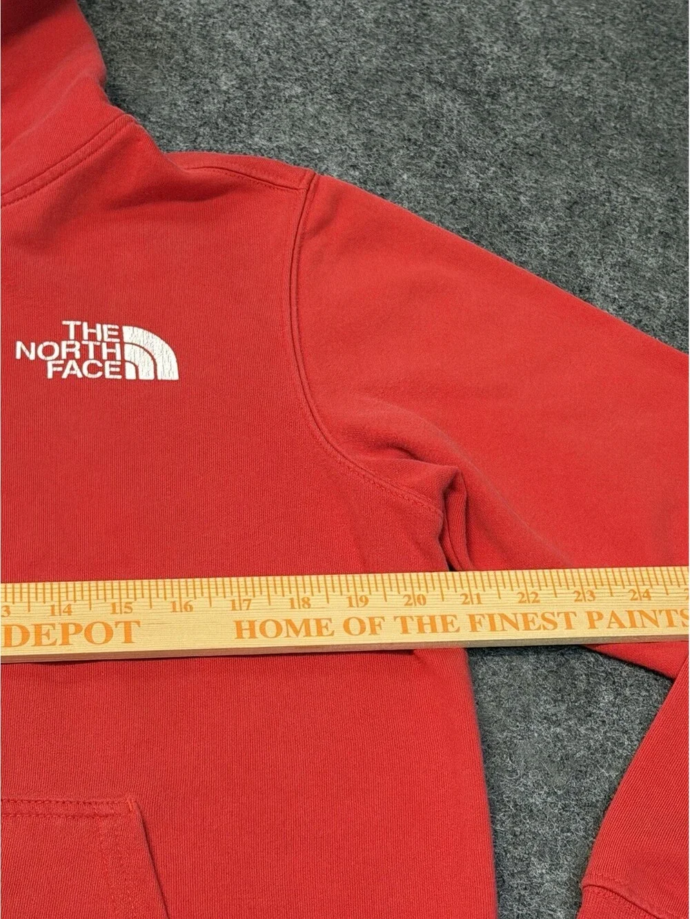 The North Face Men’s Small Red Pullover Hoodie Topographic Logo Graphic.